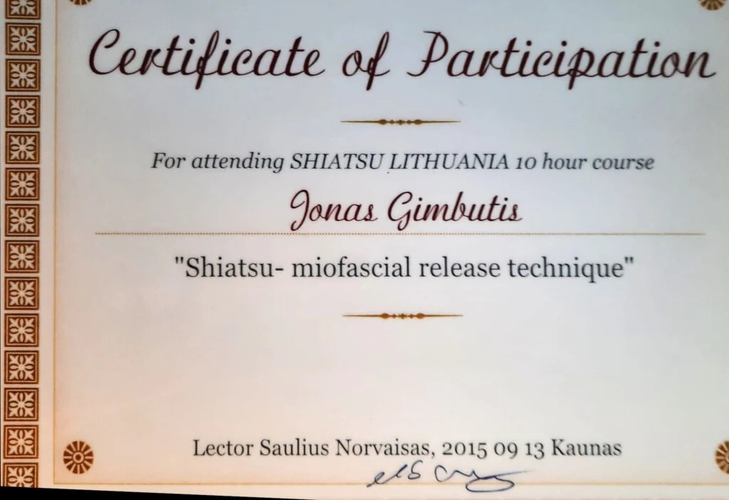 Jonas Gimbutis - Shaitsu miofascial release technique